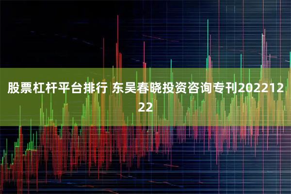 股票杠杆平台排行 东吴春晓投资咨询专刊20221222