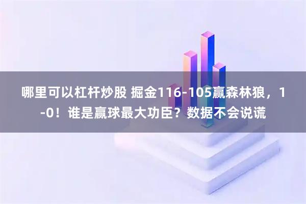 哪里可以杠杆炒股 掘金116-105赢森林狼，1-0！谁是赢球最大功臣？数据不会说谎